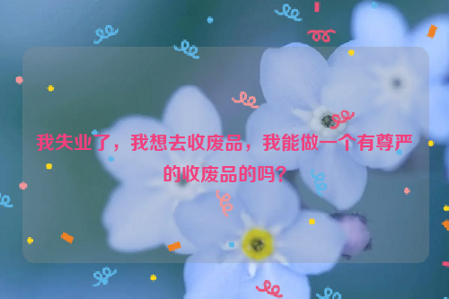 我失業(yè)了，我想去收廢品，我能做一個有尊嚴(yán)的收廢品的嗎？